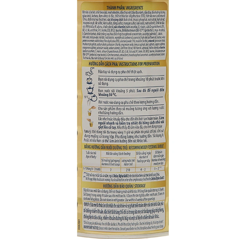 Sữa bột Dielac Alpha Gold IQ số 2 (sữa non) 800g (6 - 12 tháng) 10