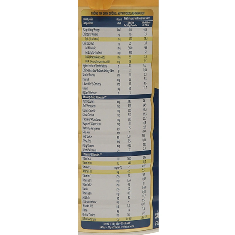 Sữa bột Dielac Alpha Gold IQ số 2 (sữa non) 800g (6 - 12 tháng) 11