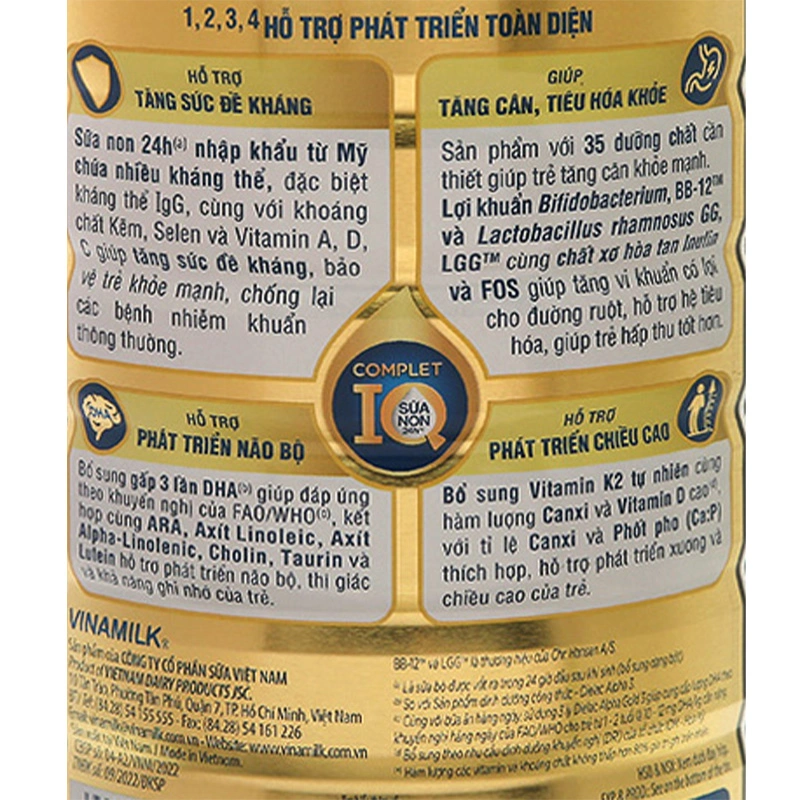 Sữa bột Dielac Alpha Gold IQ số 3 (sữa non) 850g (1 - 2 tuổi) 9