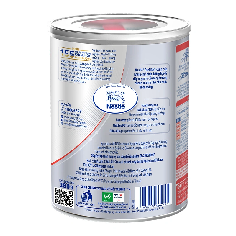 Sữa bột PreNAN 380g (trẻ sơ sinh) dành cho trẻ nhẹ cân, thiếu tháng 3