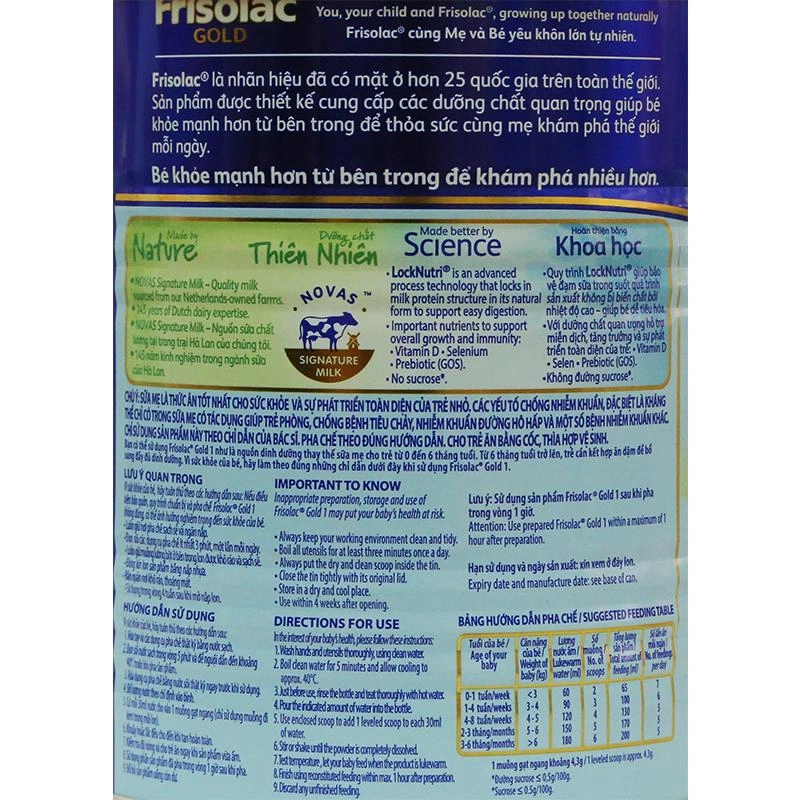 Sữa bột Frisolac Gold số 1 hương vani 850g (0 - 6 tháng) 9