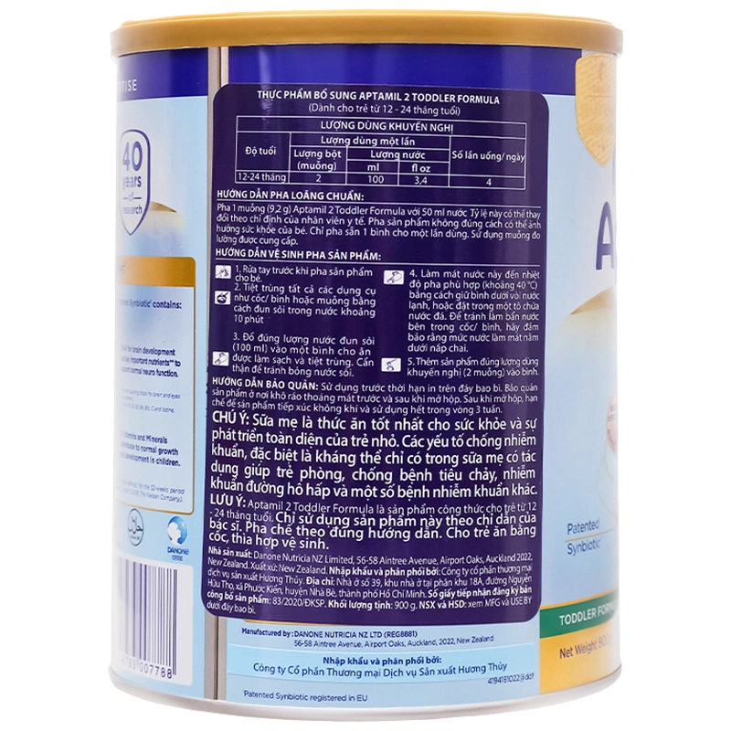 Sữa bột Aptamil Toddler Formula số 2 900g (1 - 2 tuổi) 2