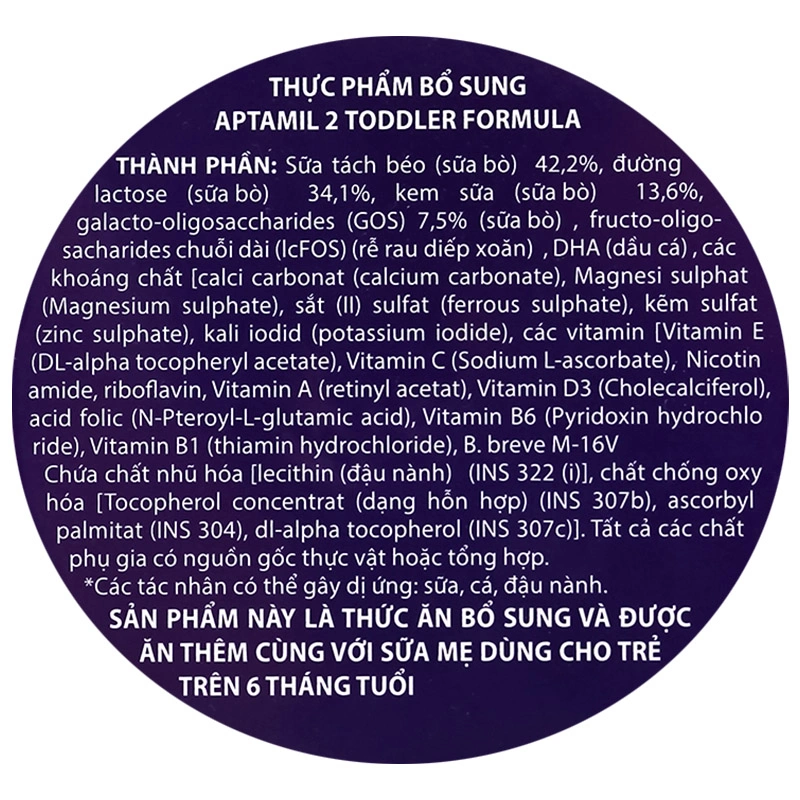 Sữa bột Aptamil Toddler Formula số 2 900g (1 - 2 tuổi) 6