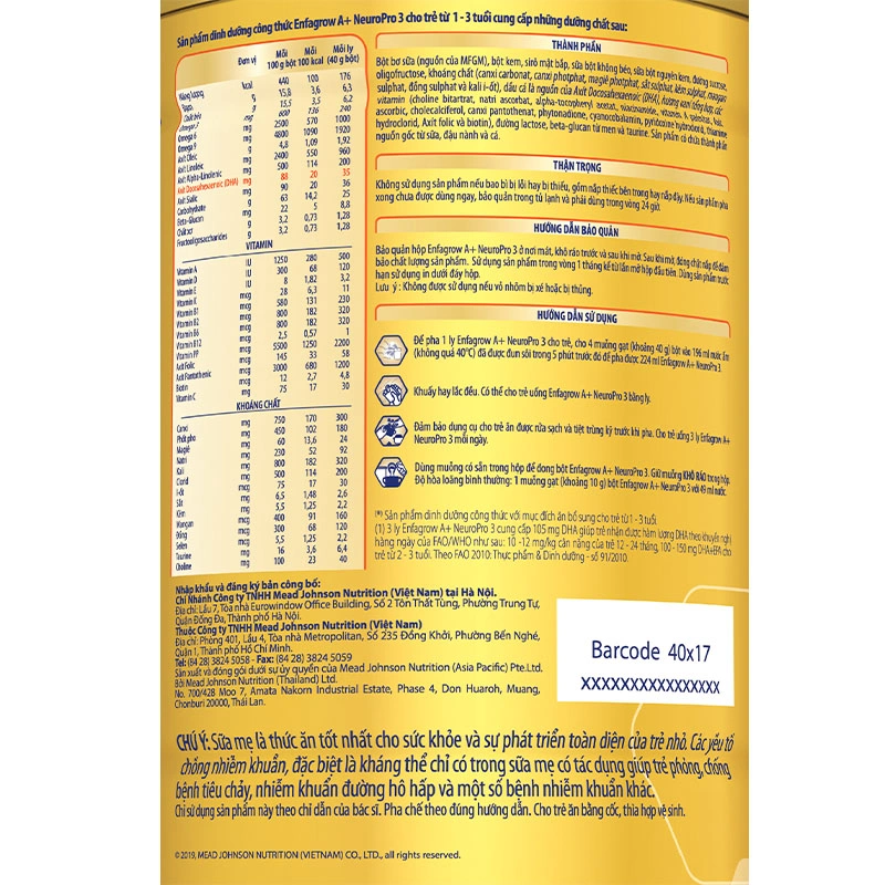 Sữa bột Enfagrow A+ Neuropro số 3 vị không đổi 830g (1 - 3 tuổi) 5