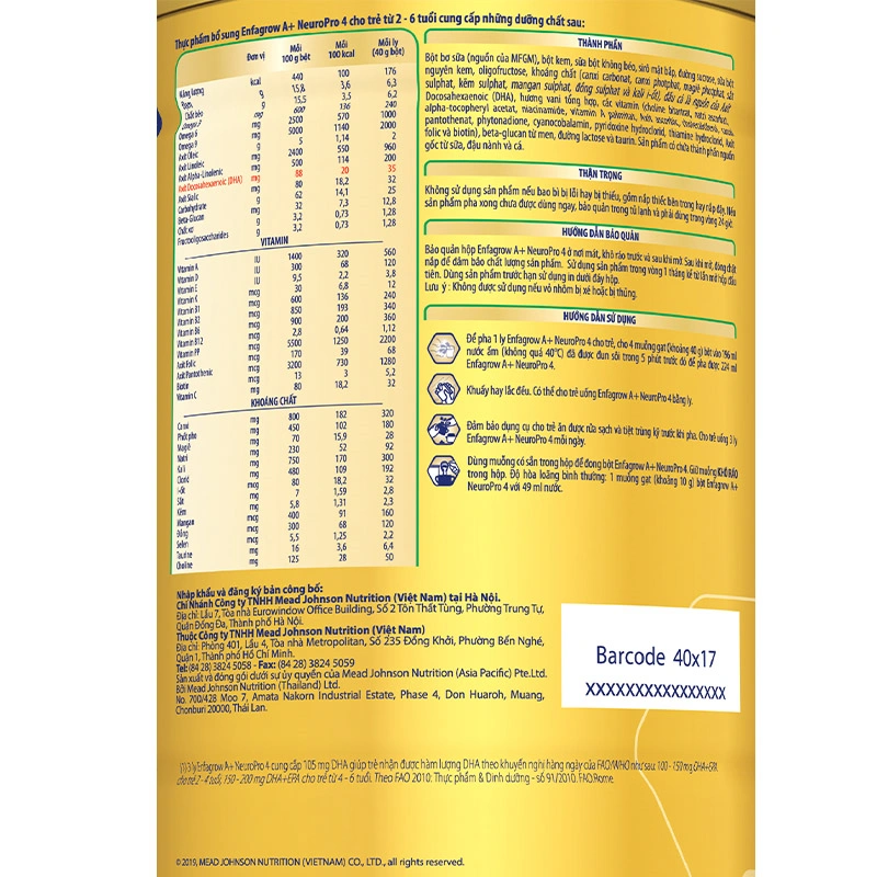 Sữa bột Enfagrow A+ Neuropro số 4 vị không đổi 830g (2 - 6 tuổi) 5