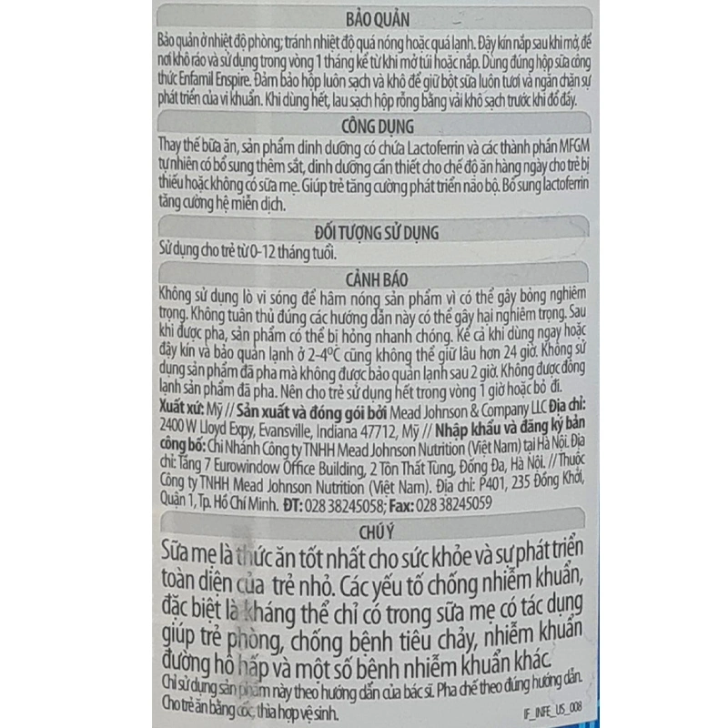 Sữa bột Enfamil Enspire Infant Formula 581g (0 - 12 tháng) 5