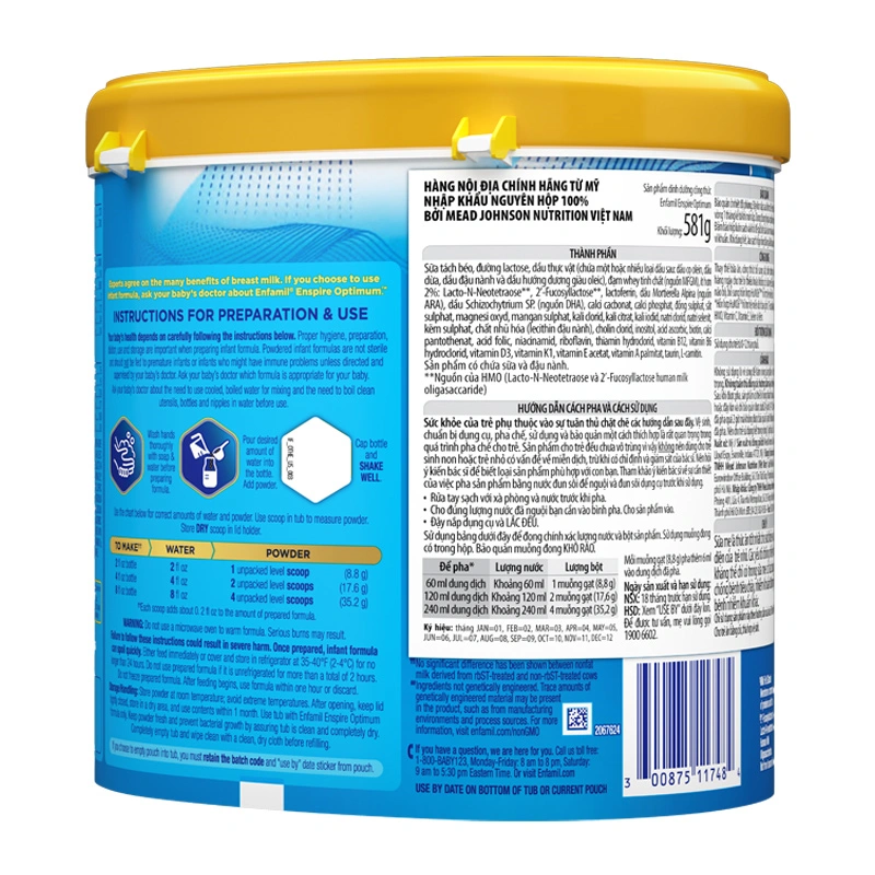 Sữa bột Enfamil Enspire Infant Formula 581g (0 - 12 tháng) 3