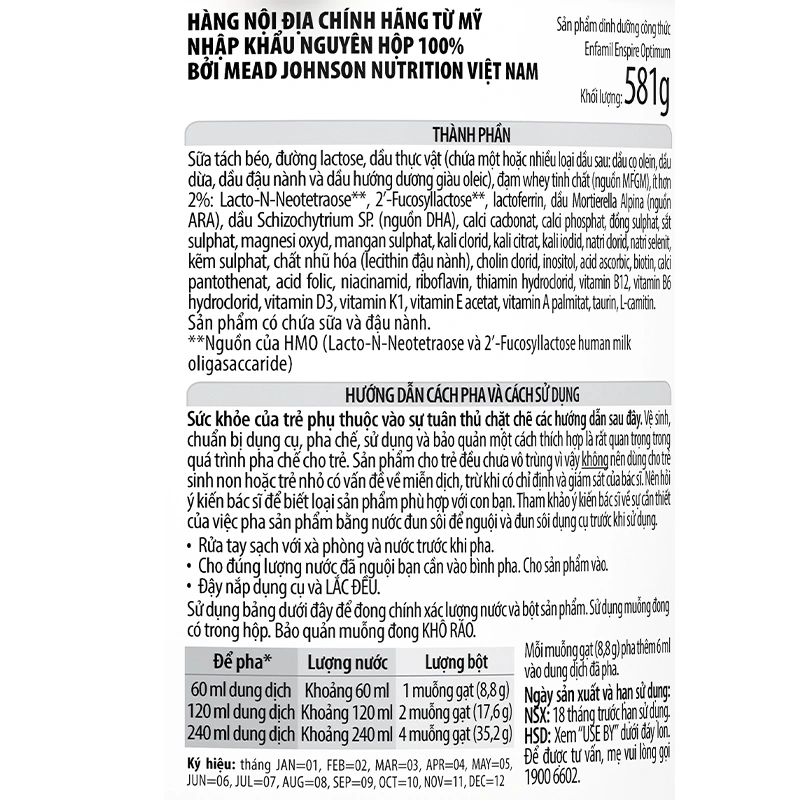 Sữa bột Enfamil Enspire Infant Formula 581g (0 - 12 tháng) 4