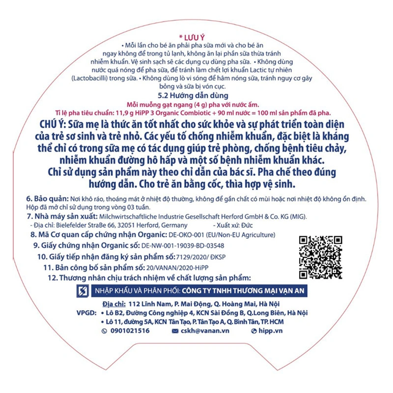 Sữa bột HiPP Organic Combiotic số 3 800g (1 - 3 tuổi) 8