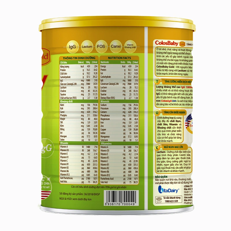 Sữa bột ColosBaby Gold 1+ (sữa non) hương vani 800g (1 - 2 tuổi) 2