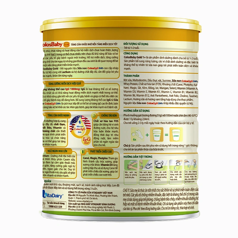 Sữa bột ColosBaby Gold 1+ (sữa non) hương vani 800g (1 - 2 tuổi) 3