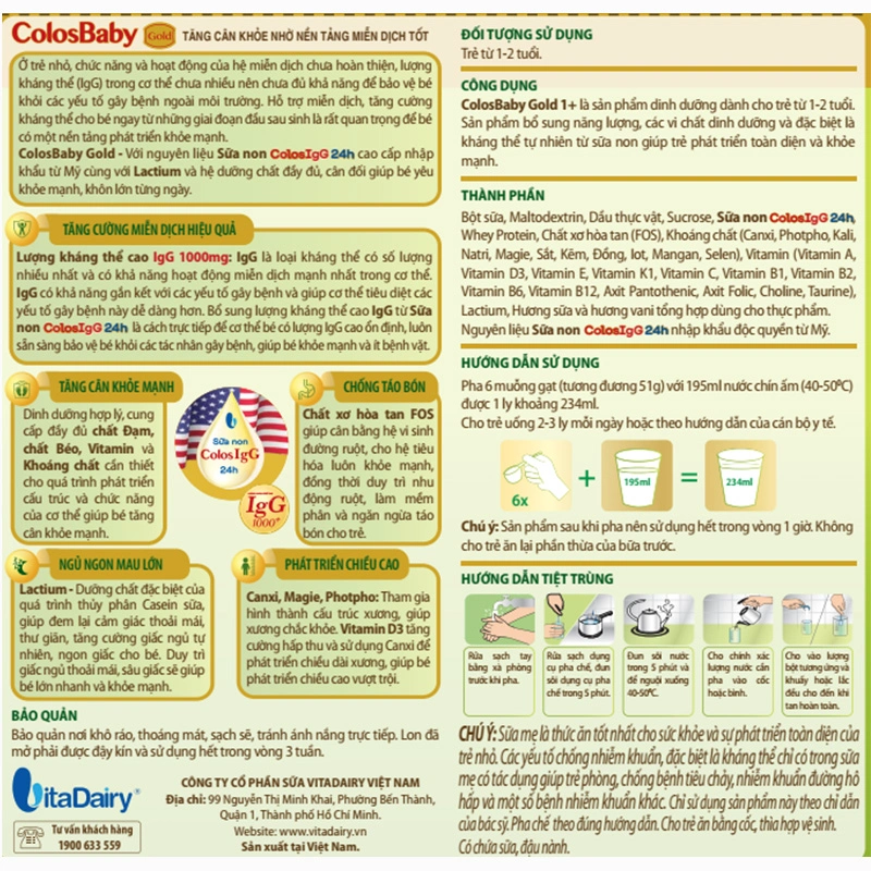 Sữa bột ColosBaby Gold 1+ (sữa non) hương vani 800g (1 - 2 tuổi) 5