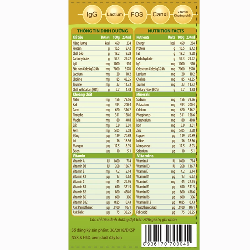 Sữa bột ColosBaby Gold 1+ (sữa non) hương vani 800g (1 - 2 tuổi) 6