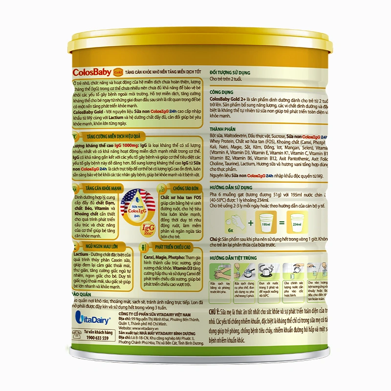 Sữa bột ColosBaby Gold 2+ (sữa non) hương vani 800g (từ 2 tuổi) 3
