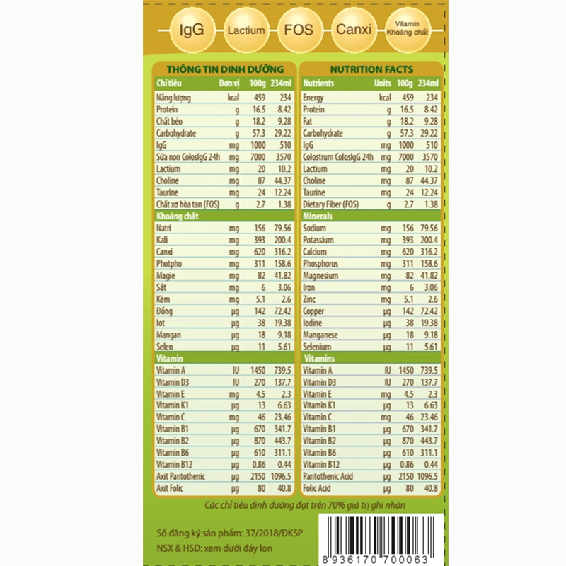 Sữa bột ColosBaby Gold 2+ (sữa non) hương vani 800g (từ 2 tuổi) 6