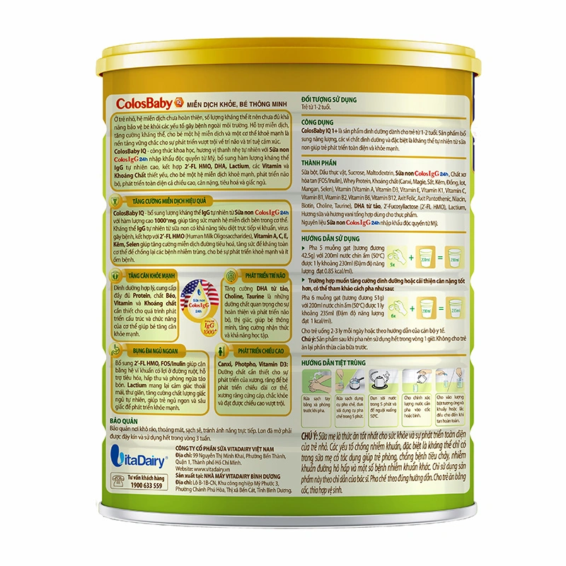 Sữa bột ColosBaby IQ Gold 1+ (sữa non) hương vani 800g (1 - 2 tuổi) 2