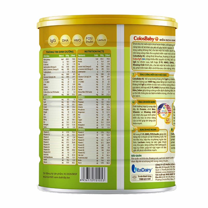 Sữa bột ColosBaby IQ Gold 1+ (sữa non) hương vani 800g (1 - 2 tuổi) 3