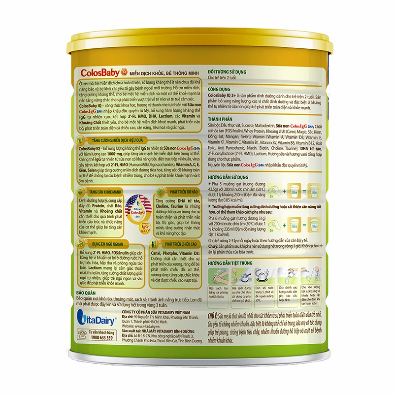 Sữa bột ColosBaby IQ Gold 2+ (sữa non) hương vani 800g (từ 2 tuổi) 2
