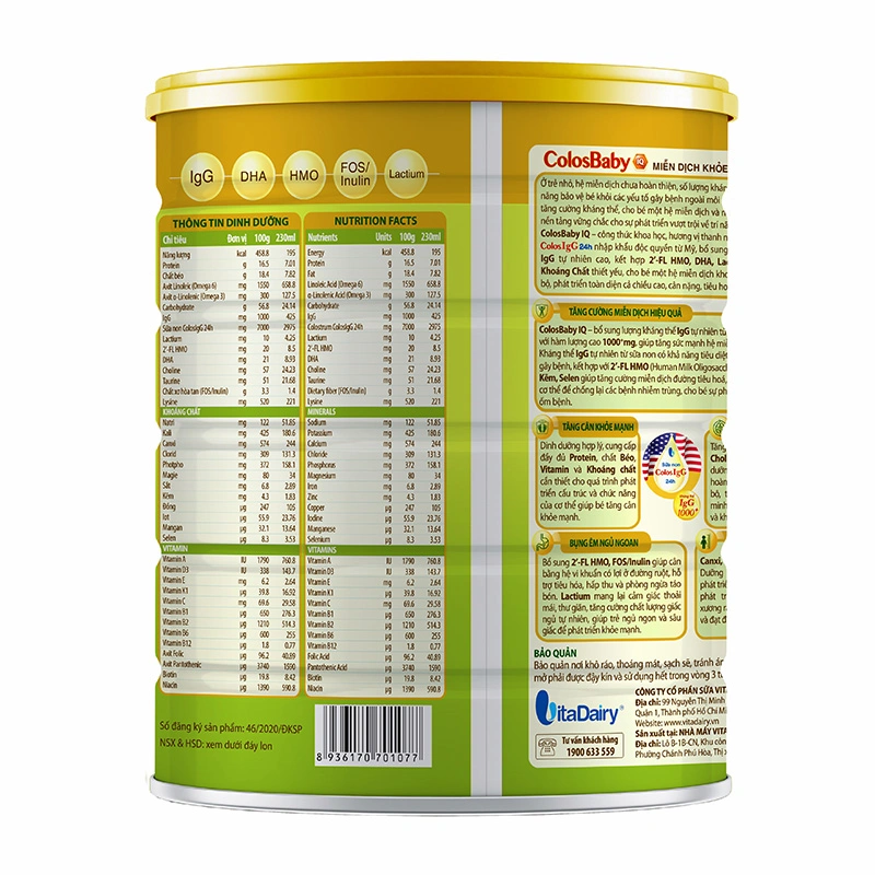 Sữa bột ColosBaby IQ Gold 2+ (sữa non) hương vani 800g (từ 2 tuổi) 3
