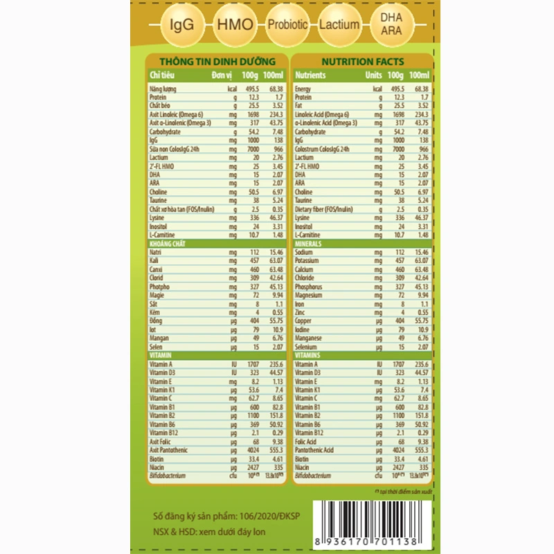 Sữa bột ColosBaby Bio Gold 0+ (sữa non) hương vani 800g (0 - 12 tháng) 6