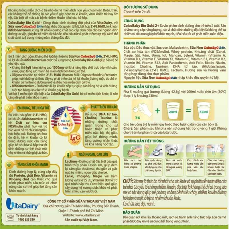 Sữa bột ColosBaby Bio Gold 2+ (sữa non) hương vani 800g (từ 2 tuổi) 5