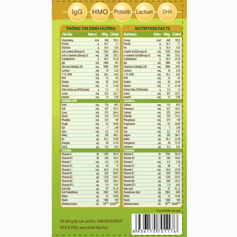 Sữa bột ColosBaby Bio Gold 2+ (sữa non) hương vani 800g (từ 2 tuổi) 6