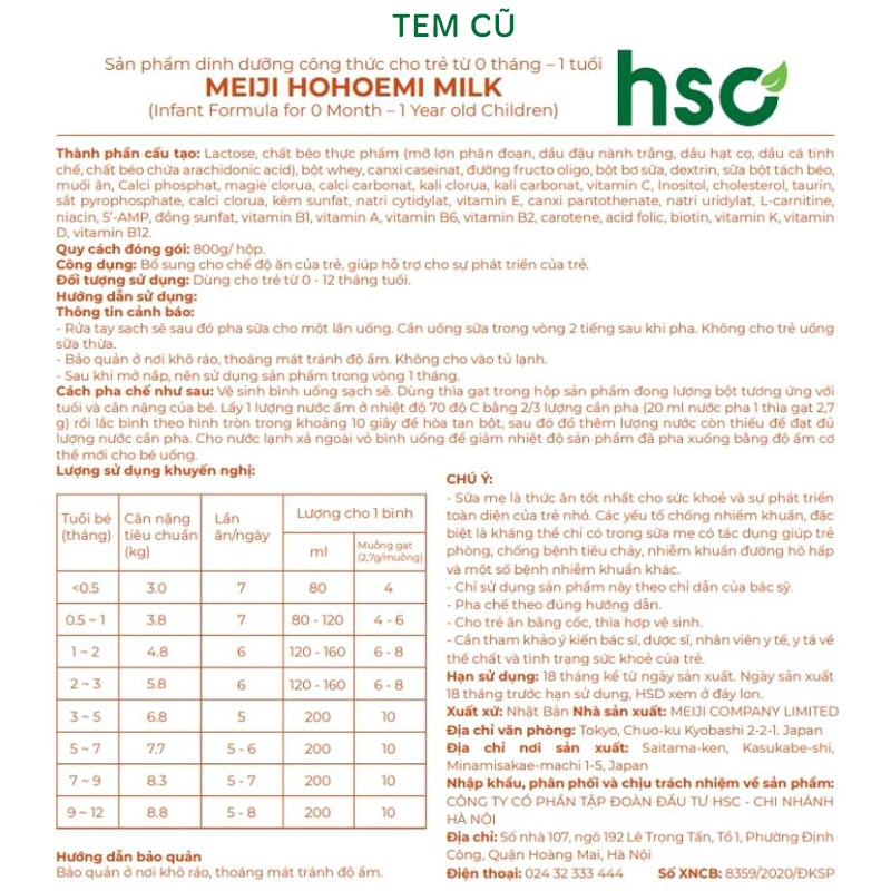 Sữa bột nội địa Nhật Meiji Hohoemi Milk 800g (0 - 12 tháng) 7
