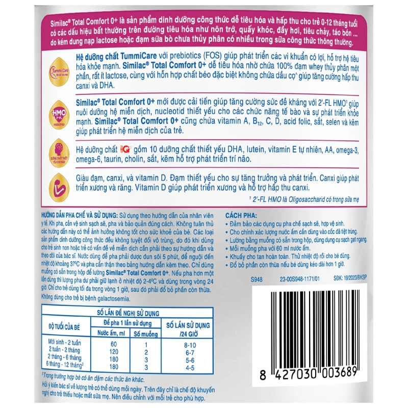 Sữa bột Similac Total Comfort 0+ 360g (0 - 12 tháng) dành cho trẻ không dung nạp đường lactose 5