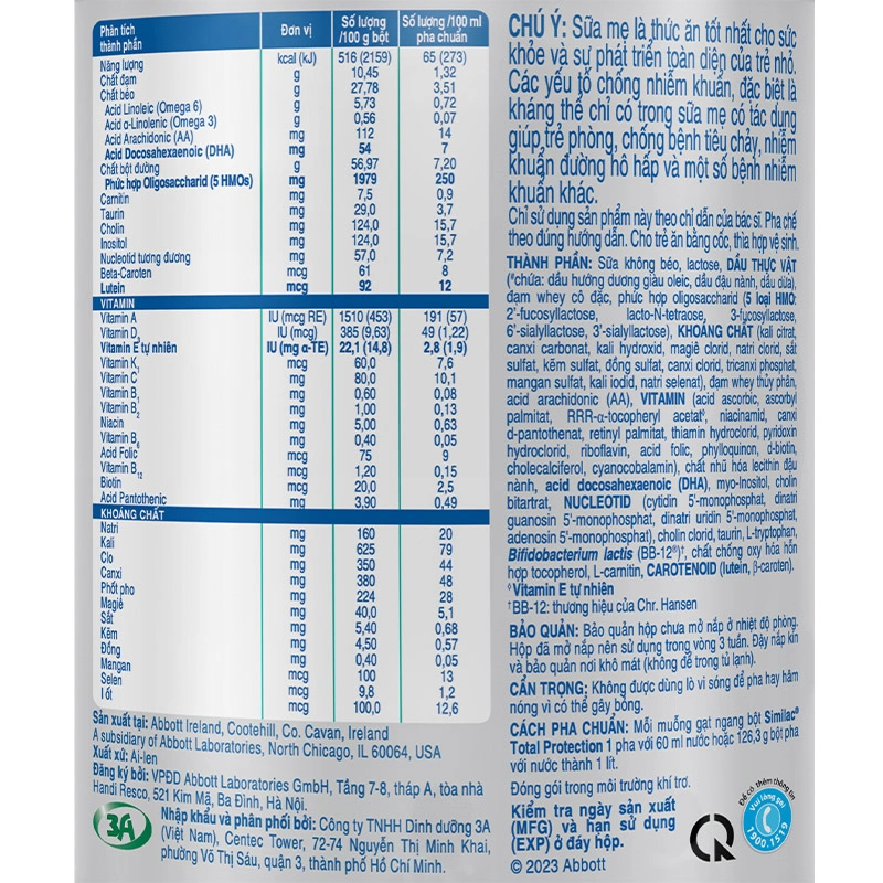 Sữa bột Similac Total Protection số 1 400g (0 - 6 tháng) 5