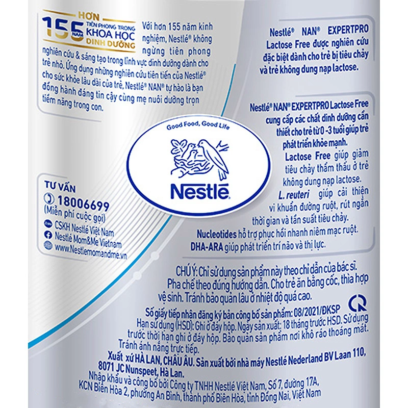 Sữa bột NAN Expert Pro Lactose Free 380g (0 - 3 tuổi) dành cho trẻ không dung nạp đường lactose 7