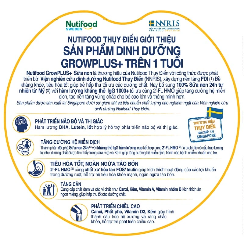 Sữa bột Nutifood GrowPLUS+ vàng 1+ (sữa non) hương vani 800g (từ 1 tuổi) 7