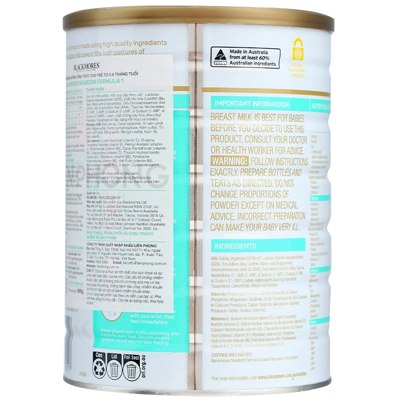 Sữa bột Blackmores NewBorn Formula số 1 hương vani 900g (0 - 6 tháng) 5