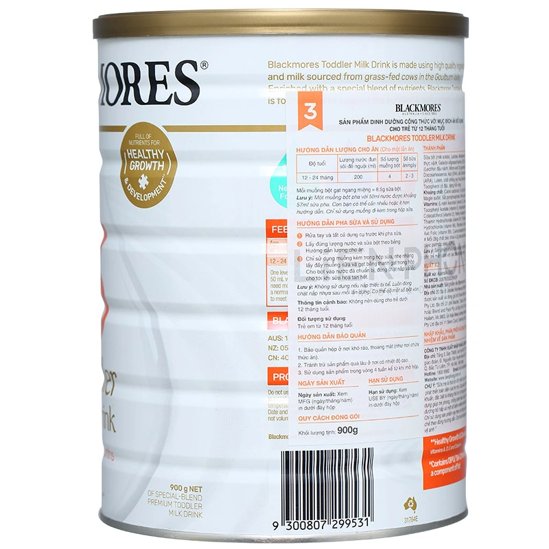 Sữa bột Blackmores Toddler Milk Drink số 3 hương vani 900g (từ 1 tuổi) 3