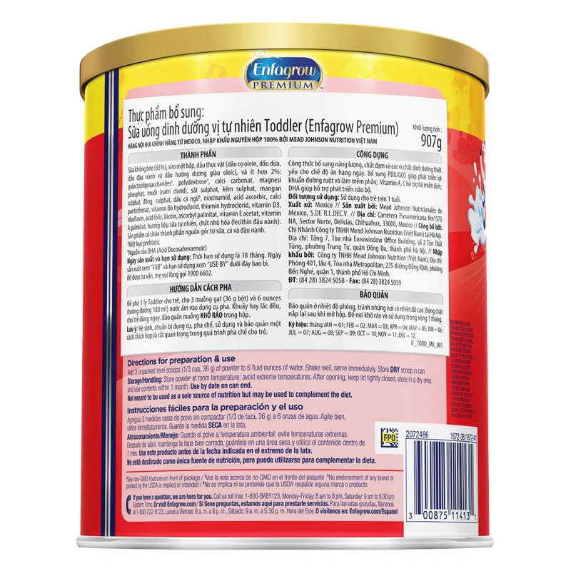 Sữa bột Enfagrow Premium Toddler 907g (từ 1 tuổi) 4