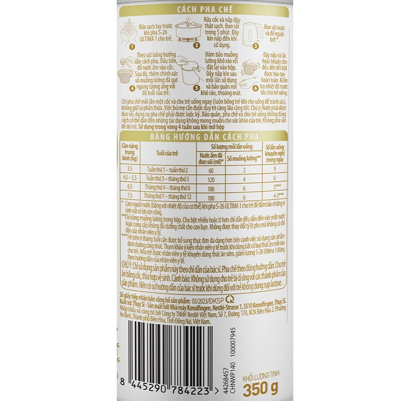 Sữa bột Nestlé S-26 Ultima số 1 750g (0 - 12 tháng) 17