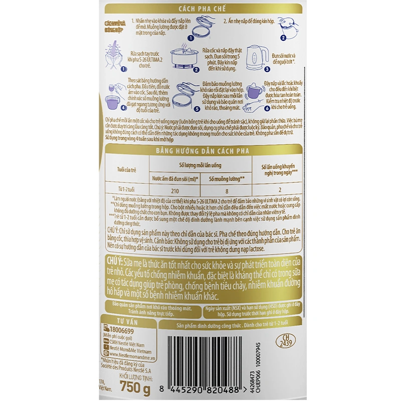 Sữa bột Nestlé S-26 Ultima số 2 750g (1 - 2 tuổi) 8