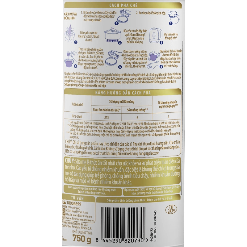 Sữa bột Nestlé S-26 Ultima số 3 750g (2 - 6 tuổi) 7