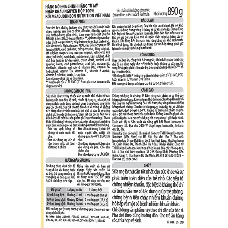 Sữa bột Enfamil Neuropro Infant Formula 890g (0 - 12 tháng) 5