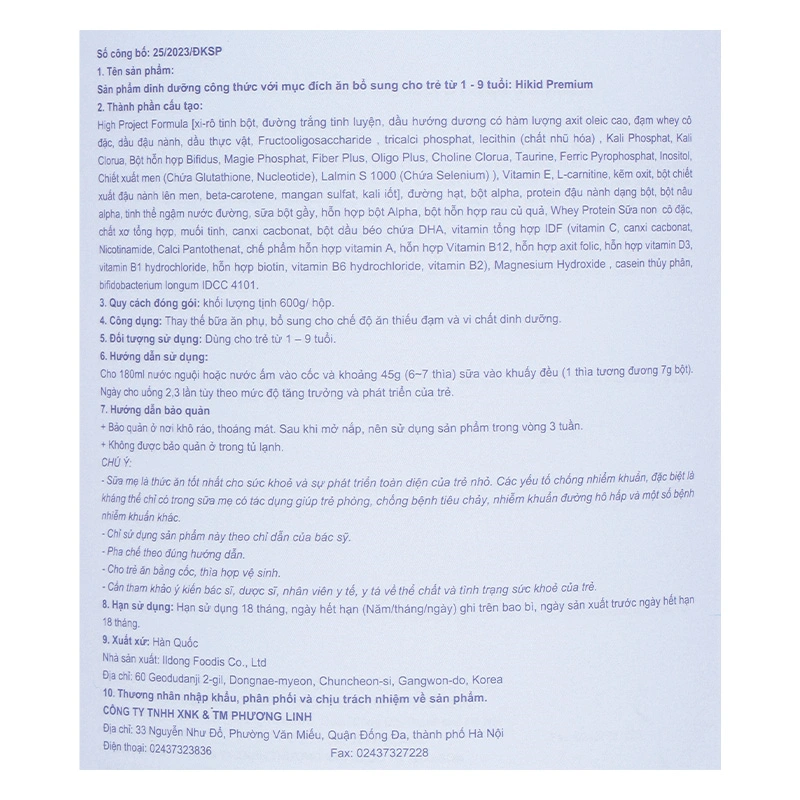 Sữa bột Hikid Premium (sữa non) 600g (1 - 9 tuổi) 7