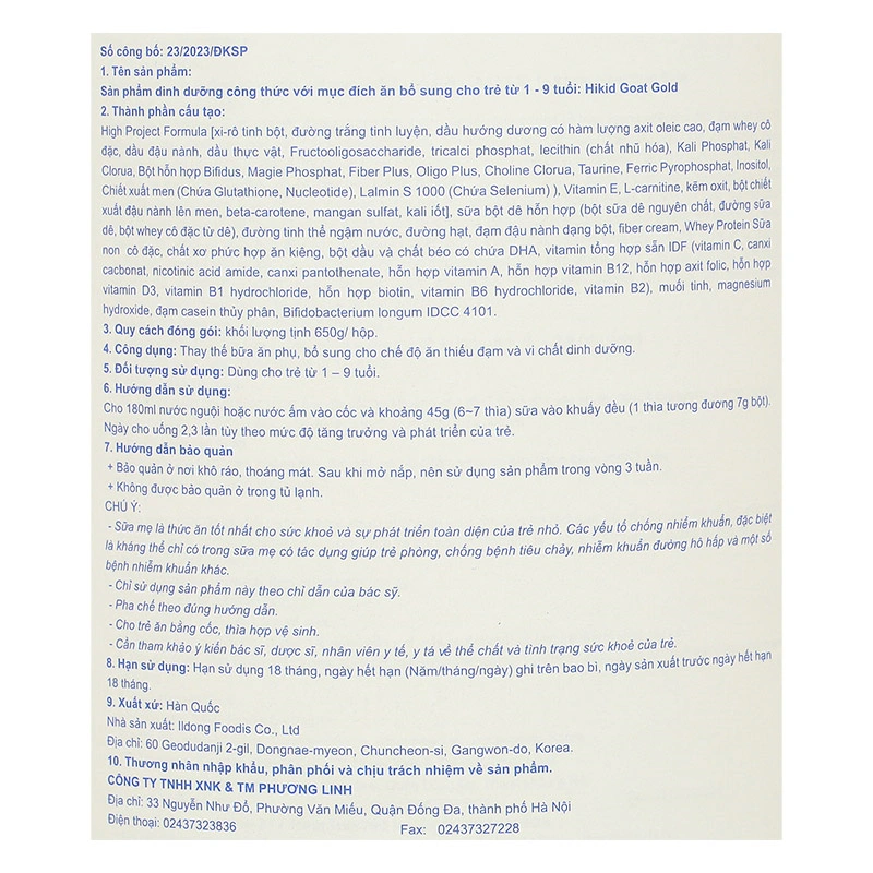 Sữa dê Hikid (sữa non) 650g (1 - 9 tuổi) 6