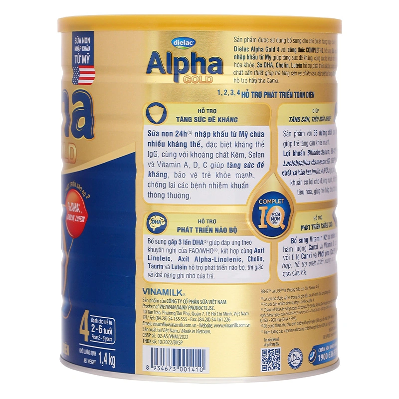 Sữa bột Dielac Alpha Gold IQ số 4 (sữa non) 1.4 kg (2 - 6 tuổi) 4