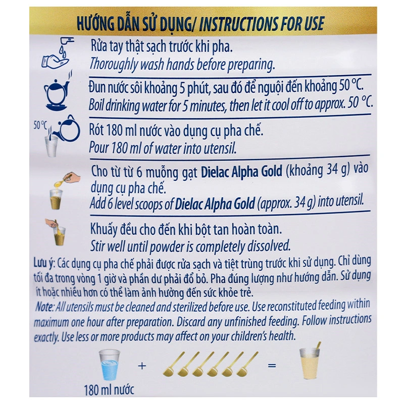 Sữa bột Dielac Alpha Gold IQ số 4 (sữa non) 1.4 kg (2 - 6 tuổi) 8