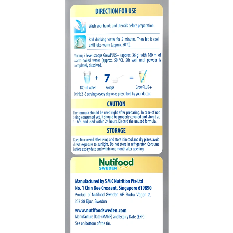 Sữa bột Nutifood GrowPLUS+ bạc 1+ hương vani 800g (1 - 2 tuổi) 6