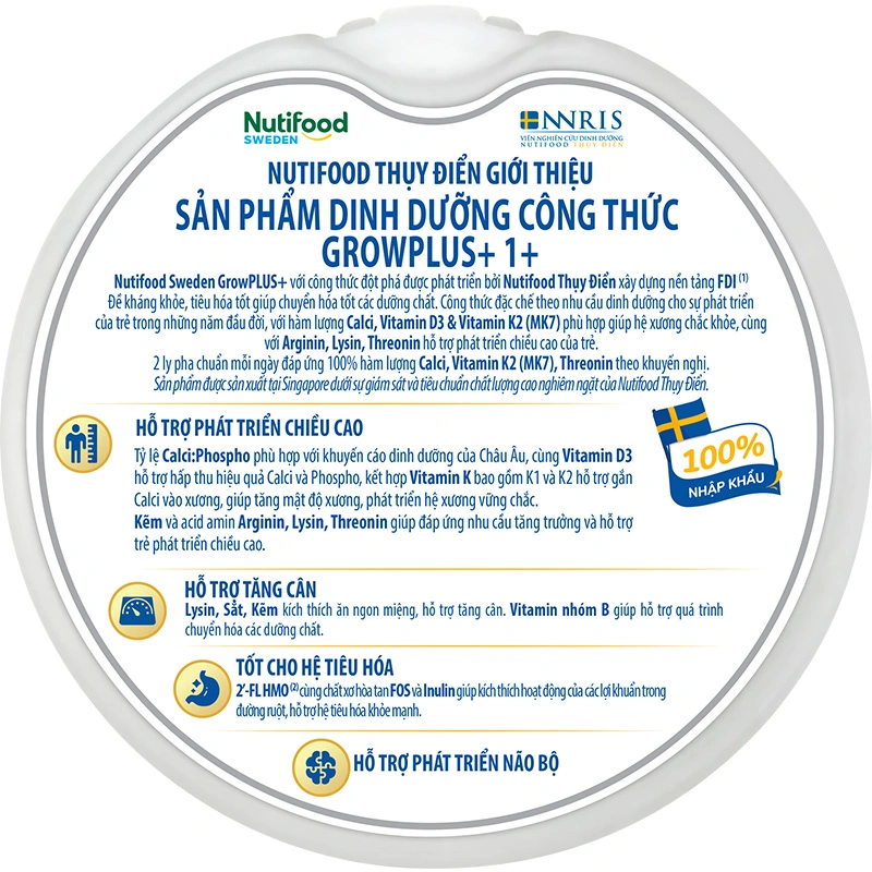 Sữa bột Nutifood GrowPLUS+ bạc 1+ hương vani 800g (1 - 2 tuổi) 7