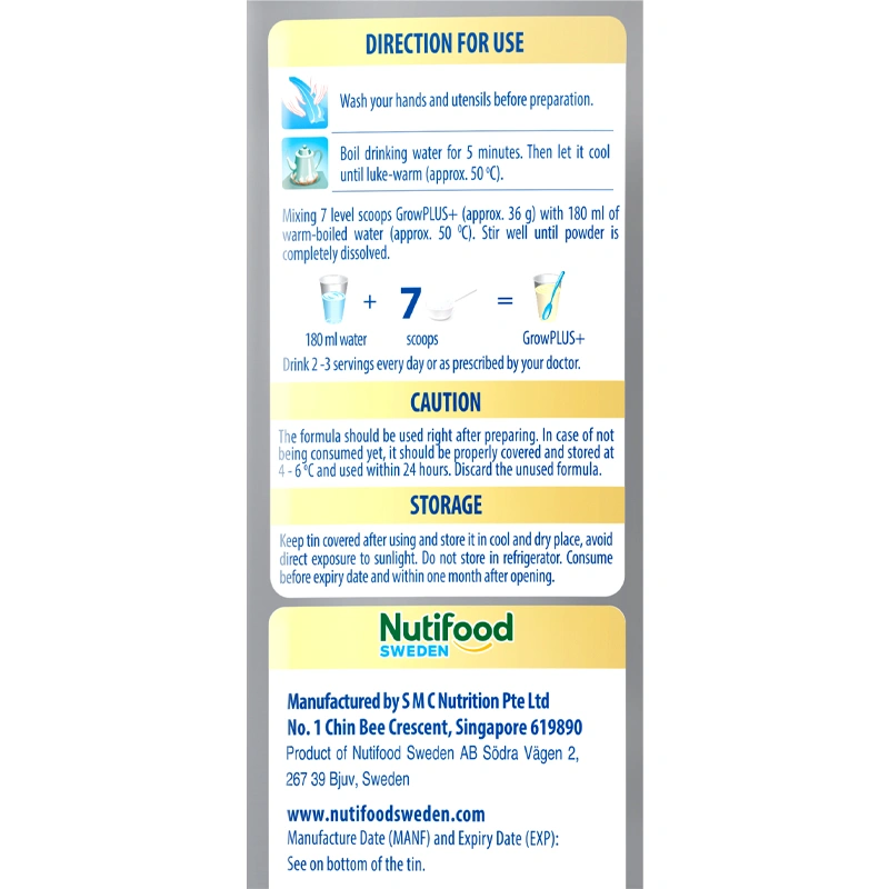Sữa bột Nutifood GrowPLUS+ bạc 2+ hương vani 800g (từ 2 tuổi) 6