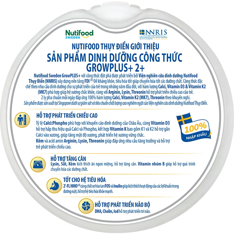 Sữa bột Nutifood GrowPLUS+ bạc 2+ hương vani 800g (từ 2 tuổi) 7