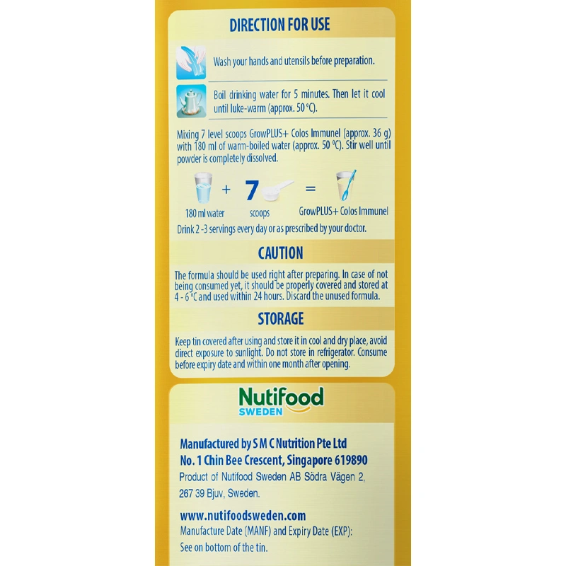 Sữa bột Nutifood GrowPLUS+ Colos Immunel 2+ hương vani 800g (từ 2 tuổi) 6