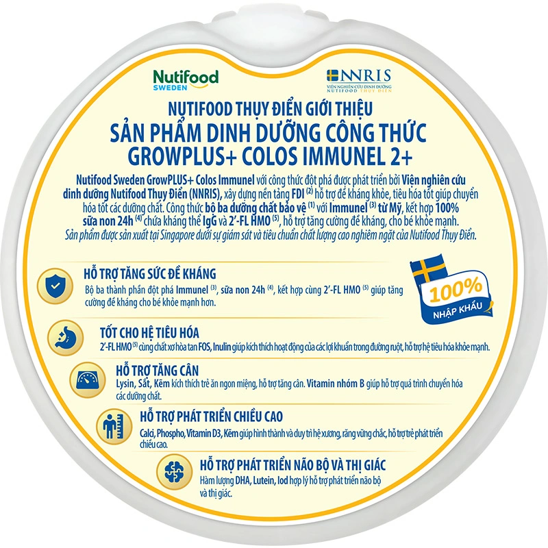 Sữa bột Nutifood GrowPLUS+ Colos Immunel 2+ hương vani 800g (từ 2 tuổi) 7