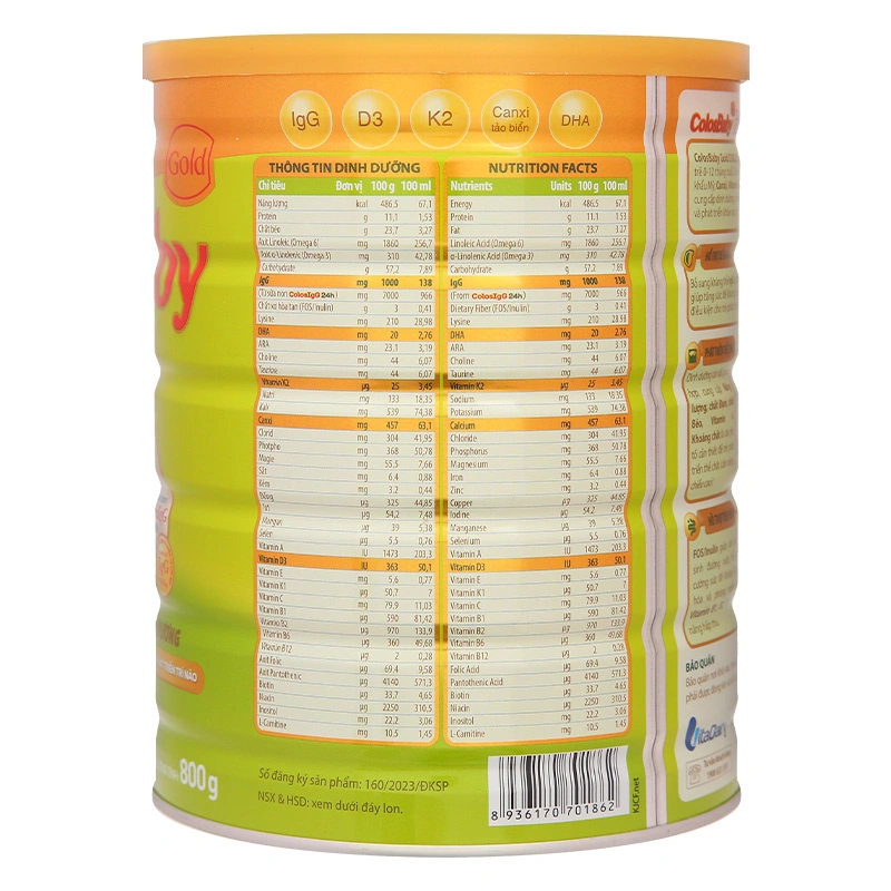 Sữa bột ColosBaby Gold D3K2 0+ (sữa non) 800g (0 - 12 tháng) 4