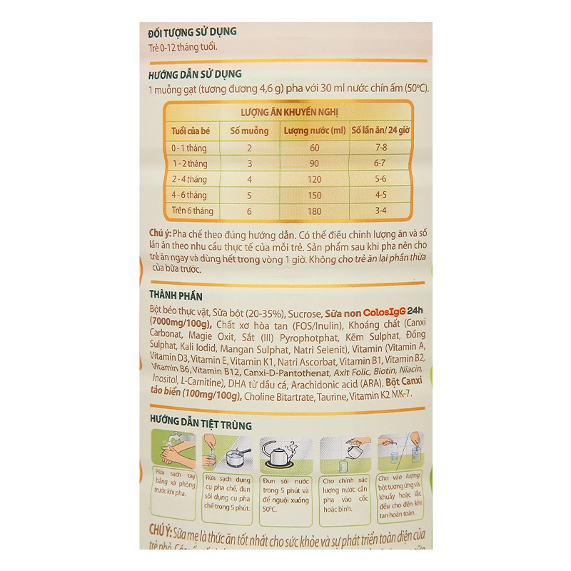 Sữa bột ColosBaby Gold D3K2 0+ (sữa non) 800g (0 - 12 tháng) 8